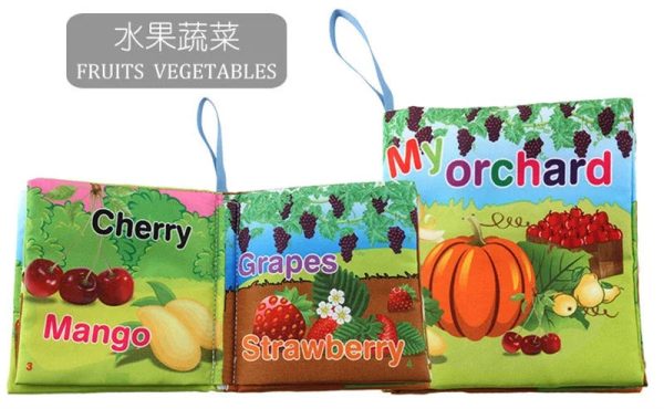 0-12Monthes Baby Cloth Book Fruits Animals Cognize Puzzle Book Infant Kids Early Learning Educational Fabric Books Toys
