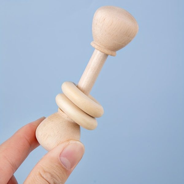 4 pieces Montessori Wooden Baby Rattle Set - Natural Teething Ring and Geometric Grab Toy - Perfect Gift for Infants and Toddlers on Christmas, Halloween, and Thanksgiving