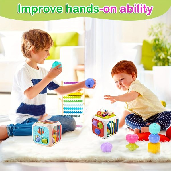 Montessori Sensory Toys for Babies - 7-in-1 Colorful Shape Blocks for Sorting and Developmental Learning - Perfect Birthday Gift for 6-8 Month Olds