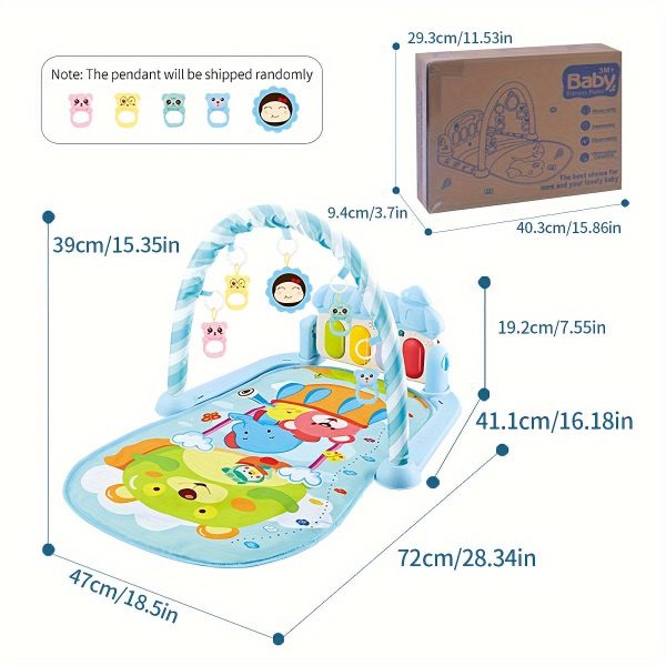 1pc Musical Baby Gym Play Mat with Piano Pedal Toy - Perfect for Developing Motor Skills and Sensory Awareness in Infants - Random Pendant Style - Ideal Gift for Christmas, Halloween, Thanksgiving, and Easter