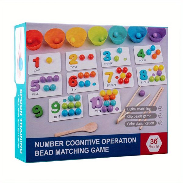 1 Set Of Montessori Math Teaching AIDS Baby Number Cognition Matching Puzzle Benefit Intelligence Clip Beads Children's Fine Action Toys