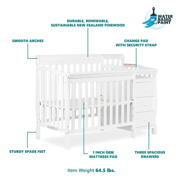 2023-New-4-in-1-Mini-Convertible-Crib-and-Changer-in-White-Non-Toxic-Finish-New_8bb34d6c-3472-4ce8-9a2d-f2e2d2007291.jpg 2023 New 4-in-1 Mini Convertible Crib and Changer in White,Non-Toxic Finish, New Zealand Pinewood