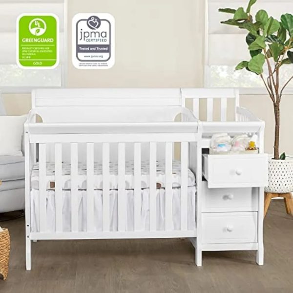 2023-New-4-in-1-Mini-Convertible-Crib-and-Changer-in-White-Non-Toxic-Finish-New_de6657c0-2af1-4b76-aec8-c376bbb6f6eb-1.jpg 2023 New 4-in-1 Mini Convertible Crib and Changer in White,Non-Toxic Finish, New Zealand Pinewood