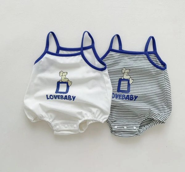 2023 New In Summer Infant Newborn Girls Boys Sleeveless Cartoon Print Outwear Kids Baby Pure Cotton Overalls Bodysuits
