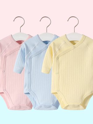 2pcs/lot Newborn Baby Clothes Rompers Cotton Infant Long Sleeves Autumn Girls Robe Solid Color Overalls Boys Ropa Bebe Clothing