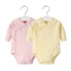 2pcs/lot Newborn Baby Clothes Rompers Cotton Infant Long Sleeves Autumn Girls Robe Solid Color Overalls Boys Ropa Bebe Clothing