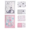 3Pcs Cotton Crib Bed Linen Kit For Boy Girl Baby Bedding Set Includes Bed Quilt/bed Cover/bed Skirt Cute Cartoon Elephant Print