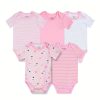 5-Piece Adorable Baby Girls Cotton Romper Set - Perfect for Newborns!