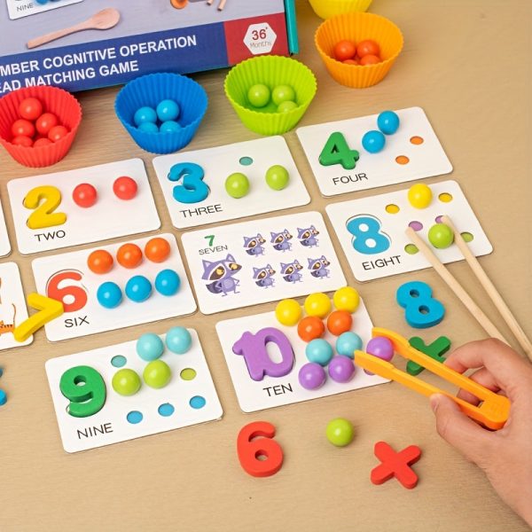 1 Set Of Montessori Math Teaching AIDS Baby Number Cognition Matching Puzzle Benefit Intelligence Clip Beads Children's Fine Action Toys