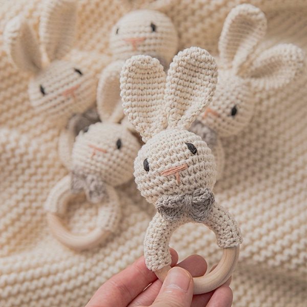 6619902fcd14392945c30b2c145f42af-1.jpg Adorable Crochet Rabbit Rattle with Built-in Bells for Soothing Sounds and Stimulating Baby's Senses