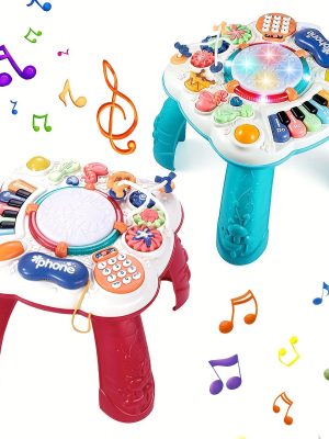 Multi-Functional Baby Activity Table with Music and Learning Features - Perfect for Early Education and Development - Sturdy and Fun Toy for 6-18 Month Olds - Great Birthday Gift (Random Color)