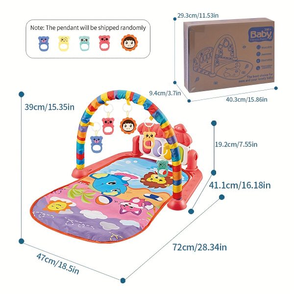 1pc Musical Baby Gym Play Mat with Piano Pedal Toy - Perfect for Developing Motor Skills and Sensory Awareness in Infants - Random Pendant Style - Ideal Gift for Christmas, Halloween, Thanksgiving, and Easter