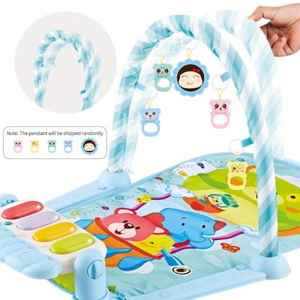 1pc Musical Baby Gym Play Mat with Piano Pedal Toy - Perfect for Developing Motor Skills and Sensory Awareness in Infants - Random Pendant Style - Ideal Gift for Christmas, Halloween, Thanksgiving, and Easter