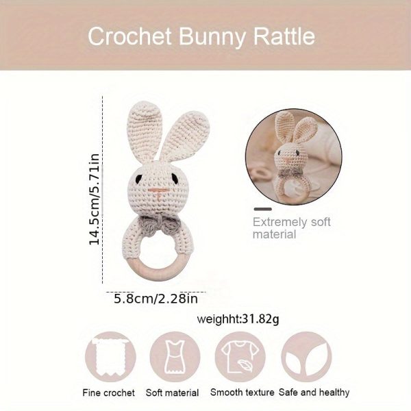 906d0192-8aa3-11ee-babb-0a580a6810bb.jpg Adorable Crochet Rabbit Rattle with Built-in Bells for Soothing Sounds and Stimulating Baby's Senses