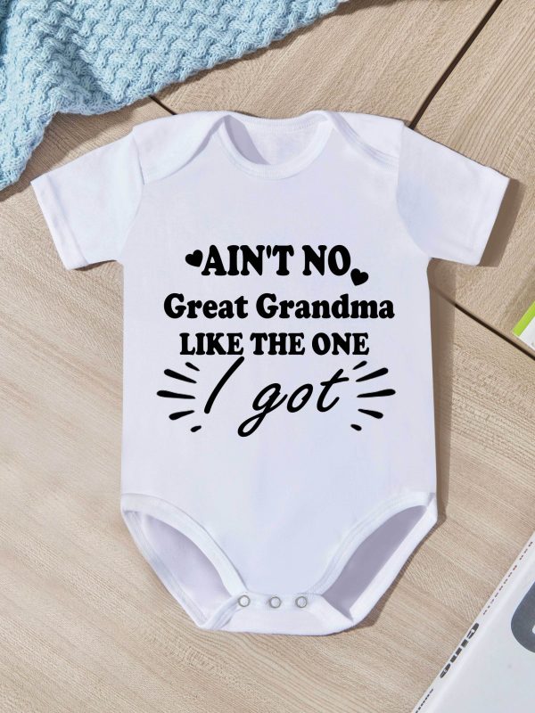 Summer Newborn Toddler's Onesie, Baby Boys And Girls Letter Print Short Sleeve Cotton Romper