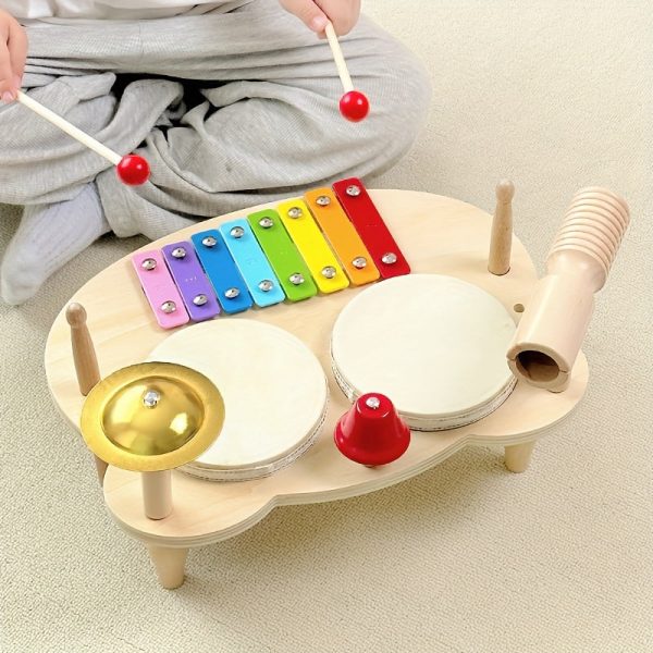 Wooden Baby Percussion Drum - Multifunctional Early Music Development Toy for Halloween and Christmas Gifts