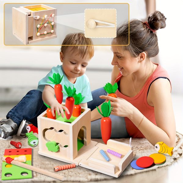 Montessori Carrot Shape Matching Toy - 8-in-1 Wooden Puzzle for Kids' Early Education and Sensory Development