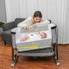 Baby Bassinet Bedside Sleeper, Bedside Bassinet for Baby, 3 in 1 Bedside Crib with Adjustable 6 Height, Portable Bassinet