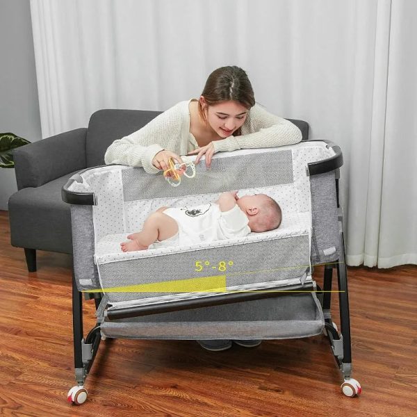 Baby Bassinet Bedside Sleeper, Bedside Bassinet for Baby, 3 in 1 Bedside Crib with Adjustable 6 Height, Portable Bassinet