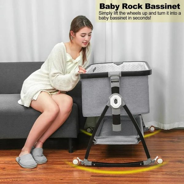 Baby Bassinet Bedside Sleeper, Bedside Bassinet for Baby, 3 in 1 Bedside Crib with Adjustable 6 Height, Portable Bassinet