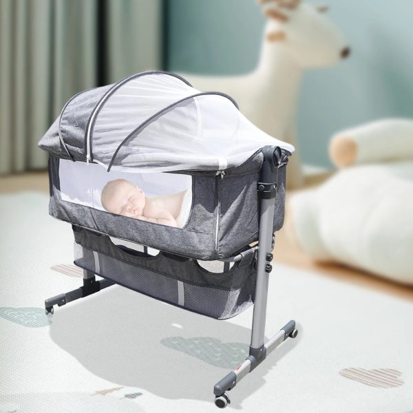 Baby-Bed-Side-Crib-Newborn-Bassinet-Bedside-Crib-Infant-Sleeper-Bed-Cradle-Gray-Adjustable-Tilting-Cradle.jpg Baby Bed Side Crib Newborn Bassinet Bedside Crib Infant Sleeper Bed Cradle Gray Adjustable Tilting Cradle Bed Portable 80-85cm