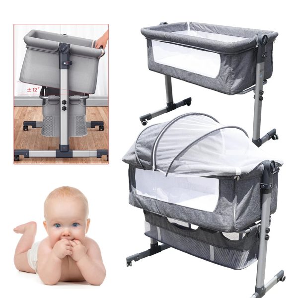 Baby-Bed-Side-Crib-Newborn-Bassinet-Bedside-Crib-Infant-Sleeper-Bed-Cradle-Gray-Adjustable-Tilting-Cradle_3435fdf5-93d3-4cfb-bba0-d4ae1a10e9ef.jpg Baby Bed Side Crib Newborn Bassinet Bedside Crib Infant Sleeper Bed Cradle Gray Adjustable Tilting Cradle Bed Portable 80-85cm