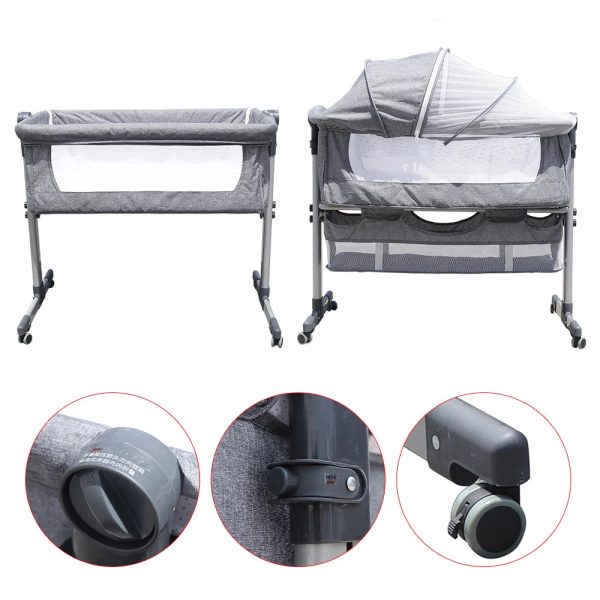 Baby-Bed-Side-Crib-Newborn-Bassinet-Bedside-Crib-Infant-Sleeper-Bed-Cradle-Gray-Adjustable-Tilting-Cradle_8a35f4f7-7a4a-4771-b2e9-2a02b9550d8b.jpg Baby Bed Side Crib Newborn Bassinet Bedside Crib Infant Sleeper Bed Cradle Gray Adjustable Tilting Cradle Bed Portable 80-85cm