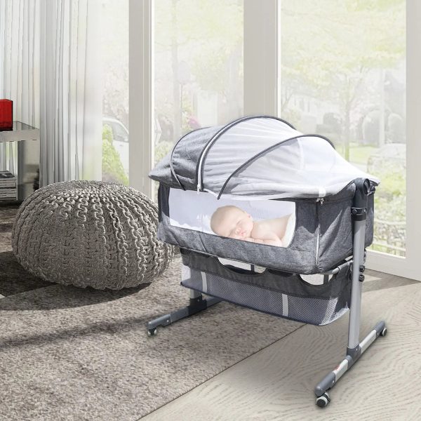 Baby-Bed-Side-Crib-Newborn-Bassinet-Bedside-Crib-Infant-Sleeper-Bed-Cradle-Gray-Adjustable-Tilting-Cradle_9d0a85a2-f1cb-4921-9fe2-81e962429acb.jpg Baby Bed Side Crib Newborn Bassinet Bedside Crib Infant Sleeper Bed Cradle Gray Adjustable Tilting Cradle Bed Portable 80-85cm