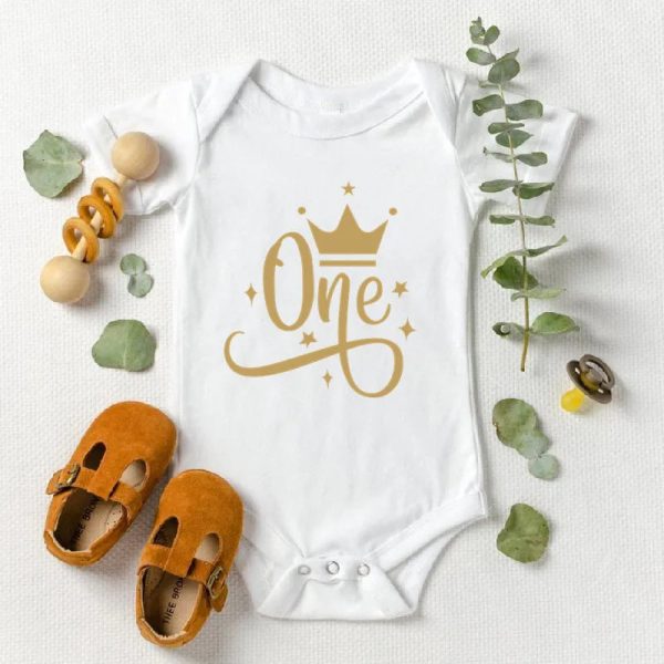 One Year Baby Birthday Bodysuits Cotton Short Sleeve Baby Boys Girls Rompers Jumpssuit Toddler Baby Birthday Gifts Clothes