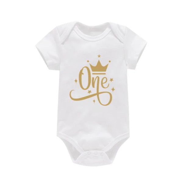One Year Baby Birthday Bodysuits Cotton Short Sleeve Baby Boys Girls Rompers Jumpssuit Toddler Baby Birthday Gifts Clothes
