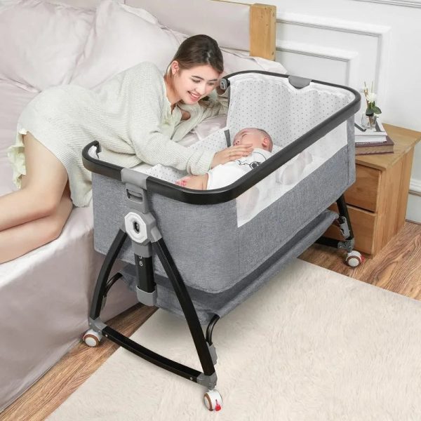 Baby Bassinet Bedside Sleeper, Bedside Bassinet for Baby, 3 in 1 Bedside Crib with Adjustable 6 Height, Portable Bassinet
