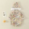 Summer Baby Girls Romper+Hat Cotton Peter Pan collar Ruffles Lace Long Sleeve Infant Newborn Jumpsuits Bebe Cute Garments 3-24M