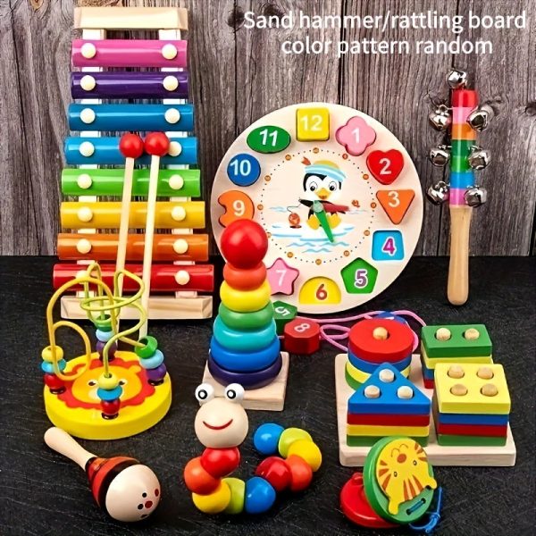 Nine-in-one Wooden Montessori Toys, Ringing Bells, Ringing Drums And Drum Set Musical Instruments, Early Childhood Education, Toddler Toys Christmas Gifts Halloween Thanksgiving Christmas Gifts