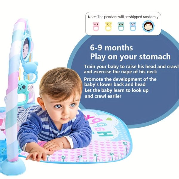 1pc Musical Baby Gym Play Mat with Piano Pedal Toy - Perfect for Developing Motor Skills and Sensory Awareness in Infants - Random Pendant Style - Ideal Gift for Christmas, Halloween, Thanksgiving, and Easter