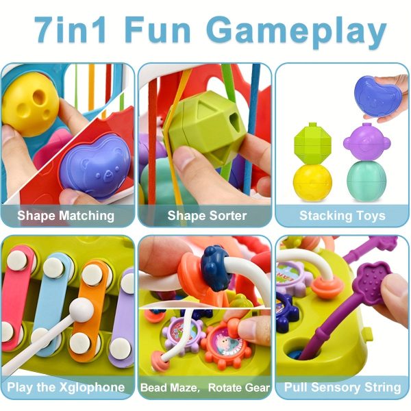 Montessori Sensory Toys for Babies - 7-in-1 Colorful Shape Blocks for Sorting and Developmental Learning - Perfect Birthday Gift for 6-8 Month Olds