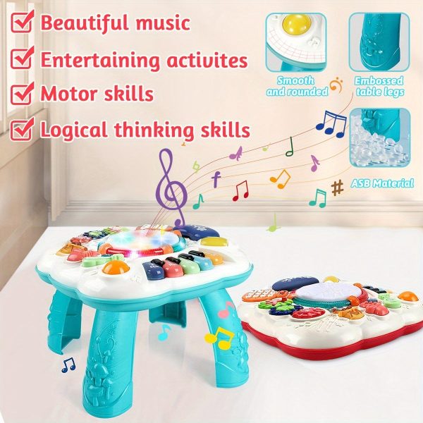 Multi-Functional Baby Activity Table with Music and Learning Features - Perfect for Early Education and Development - Sturdy and Fun Toy for 6-18 Month Olds - Great Birthday Gift (Random Color)