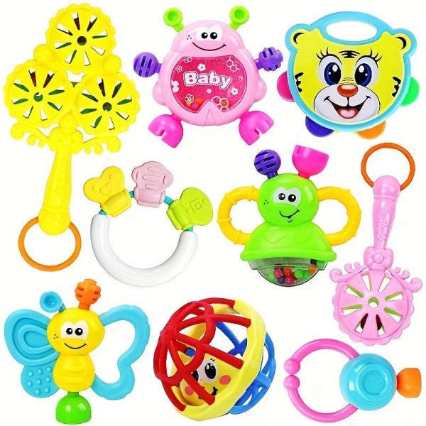 9pcs/set Educational Hand Rattles for Infants - Fun and Cute Baby Toys for Christmas, Halloween, Thanksgiving, New Year's, and Valentine's Day Gifts