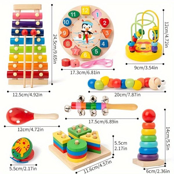 Nine-in-one Wooden Montessori Toys, Ringing Bells, Ringing Drums And Drum Set Musical Instruments, Early Childhood Education, Toddler Toys Christmas Gifts Halloween Thanksgiving Christmas Gifts
