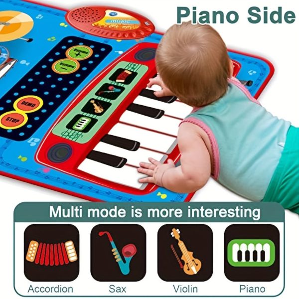 Musical Blanket Toddler Piano & Drum Mat with 2 Sticks - 2-in-1 Learning Floor Blanket for 1-3 Year Old Boys & Girls - Perfect Birthday Gift for Little Musicians