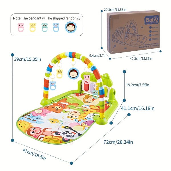 1pc Musical Baby Gym Play Mat with Piano Pedal Toy - Perfect for Developing Motor Skills and Sensory Awareness in Infants - Random Pendant Style - Ideal Gift for Christmas, Halloween, Thanksgiving, and Easter