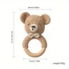 Baby Beech Wooden Pure Cotton Crochet Ringing Bell, Brown Bear Ring Wooden Baby Gym Montessori Toy Halloween Easter Gift