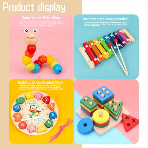Nine-in-one Wooden Montessori Toys, Ringing Bells, Ringing Drums And Drum Set Musical Instruments, Early Childhood Education, Toddler Toys Christmas Gifts Halloween Thanksgiving Christmas Gifts