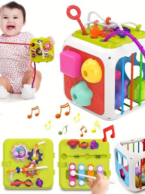 Montessori Sensory Toys for Babies - 7-in-1 Colorful Shape Blocks for Sorting and Developmental Learning - Perfect Birthday Gift for 6-8 Month Olds
