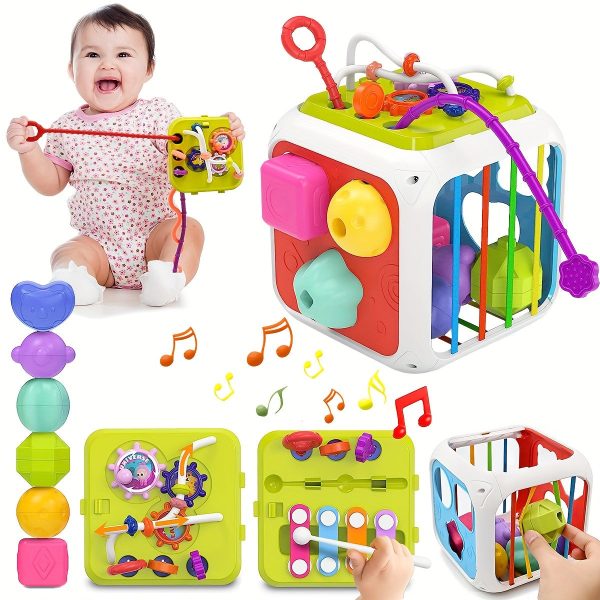 Montessori Sensory Toys for Babies - 7-in-1 Colorful Shape Blocks for Sorting and Developmental Learning - Perfect Birthday Gift for 6-8 Month Olds