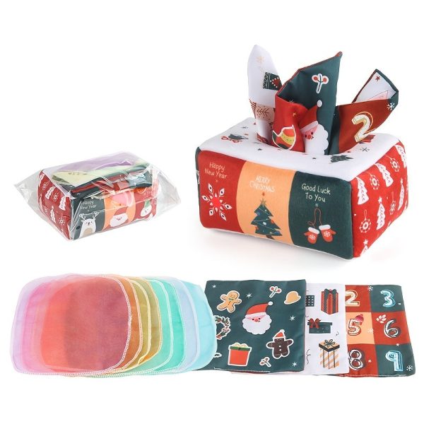 Baby Tissue Box Toys, Baby Sensory Toys, Magic Tissue Box With Pleated Toys, Tummy Time Toys Enlightenment Early Educational Toys For Kids Gifts ,Halloween,Christmas, and Thanksgiving Day gift
