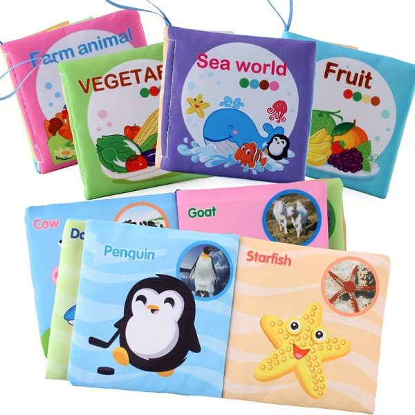 5pcs Non-Tearable Cloth Book for Early Learning and Cognitive Development with Sand Sound and Fruit Animals - Perfect Gifts for Christmas, Birthdays, Halloween, and Thanksgiving